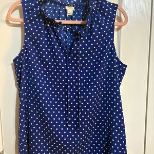 J. Crew Blue Polka Dot Sleeveless Blouse